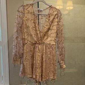 Sequin Embellished Sheer romper